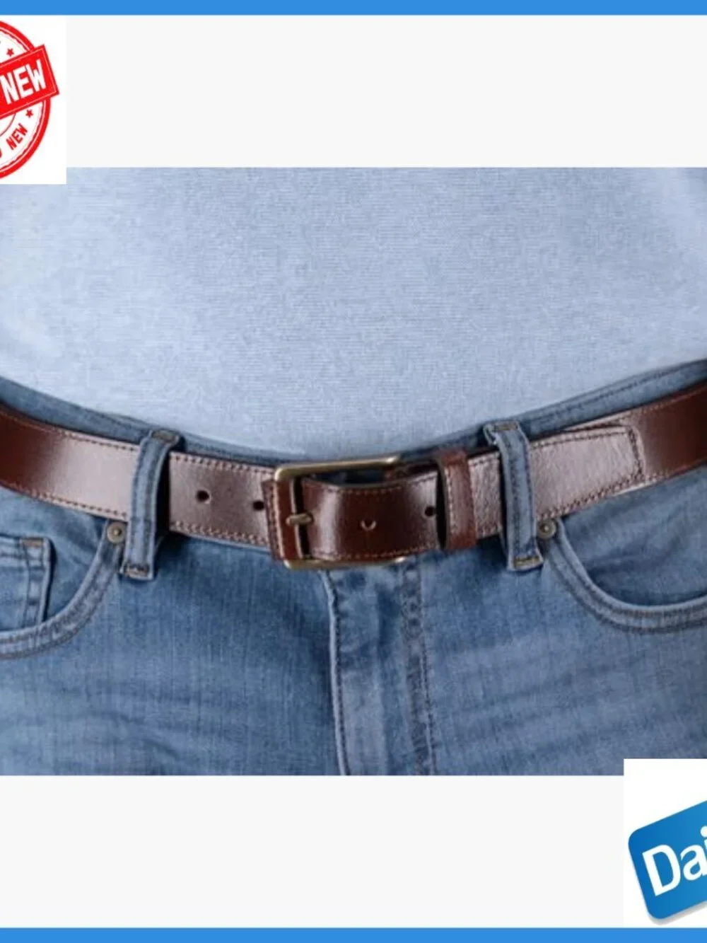 Men's Genuine Leather Casual Belt 35mm Wide Size 36